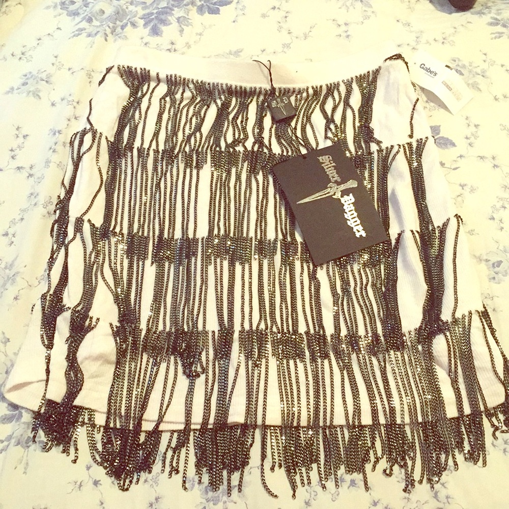 Silver bagger black chain dangling skirt
